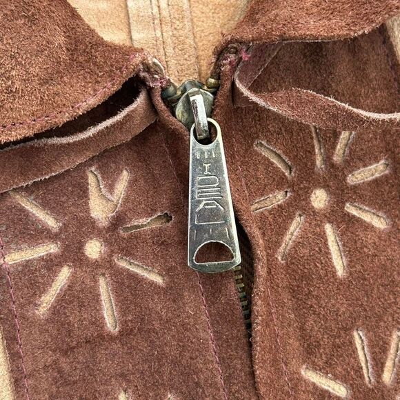 Vintage 60’s Western Style Mexican Genuine Suede Leather Poncho - Picture 6 of 8